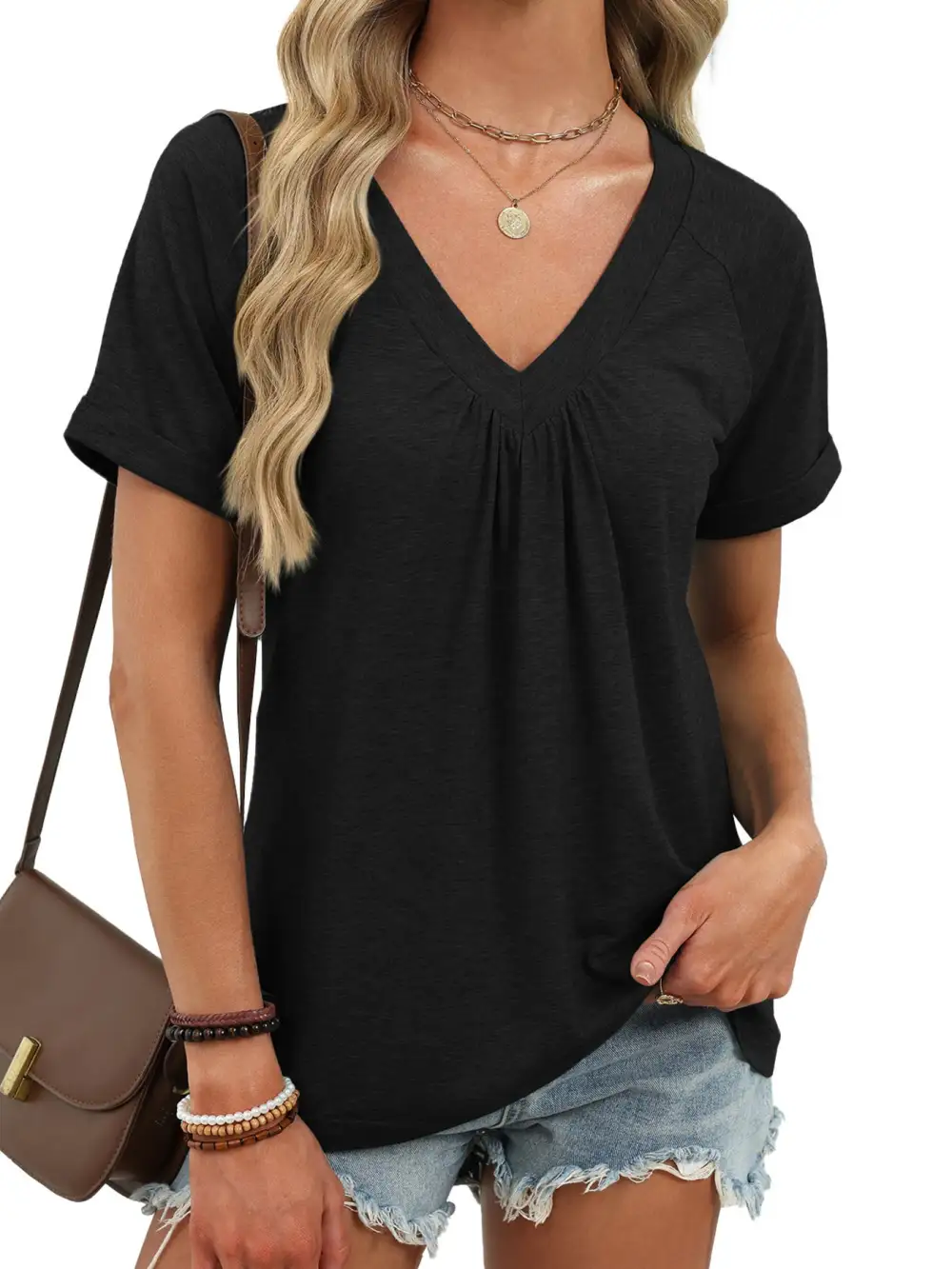 Modern Casual V-Neck Short Sleeve T-Shirt