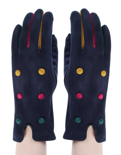 Open Edge Button Detail Gloves