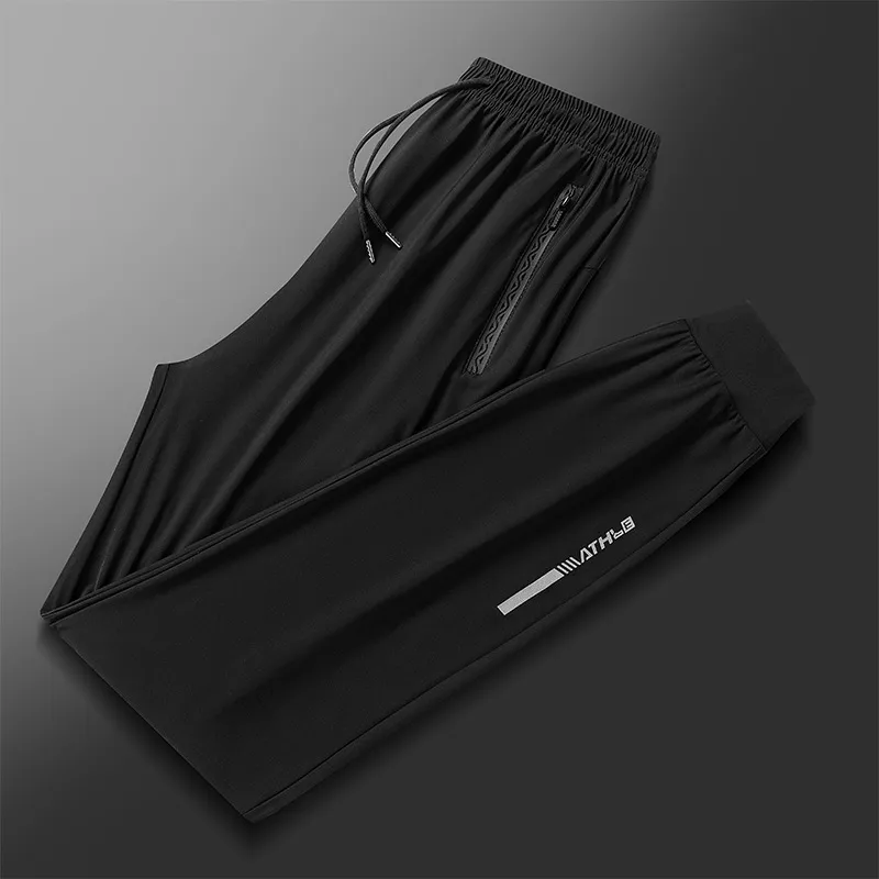 Ultra-Thin Pants Summer Men'S Ice Silk Pants Breathable Casual Pants Sports Pants Quick-Drying Pants Men'S Elastic Straight Large Size