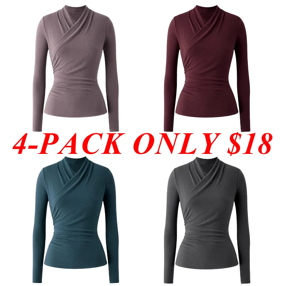 Chic Surplice Long Sleeve Top – Casual & Elegant Shirt