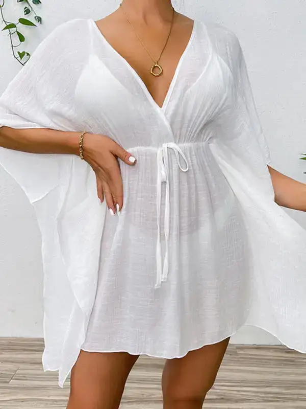 Drop Shoulder Loose Clean Swim Cover Up