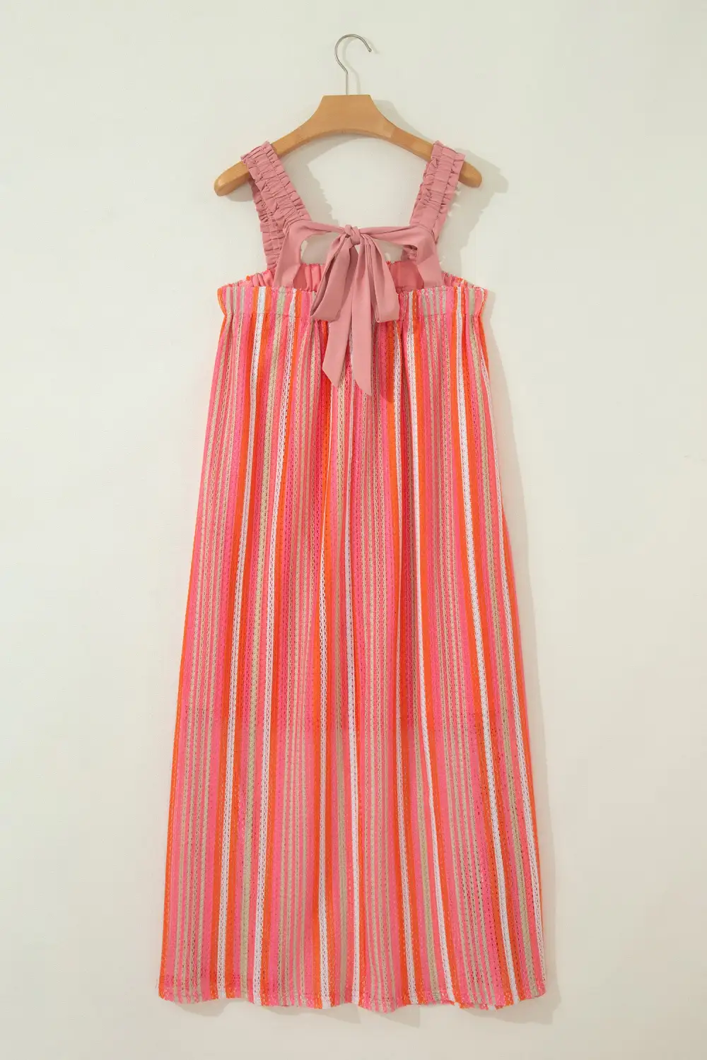 Striped Ribbed Ruffle Maxi Dress