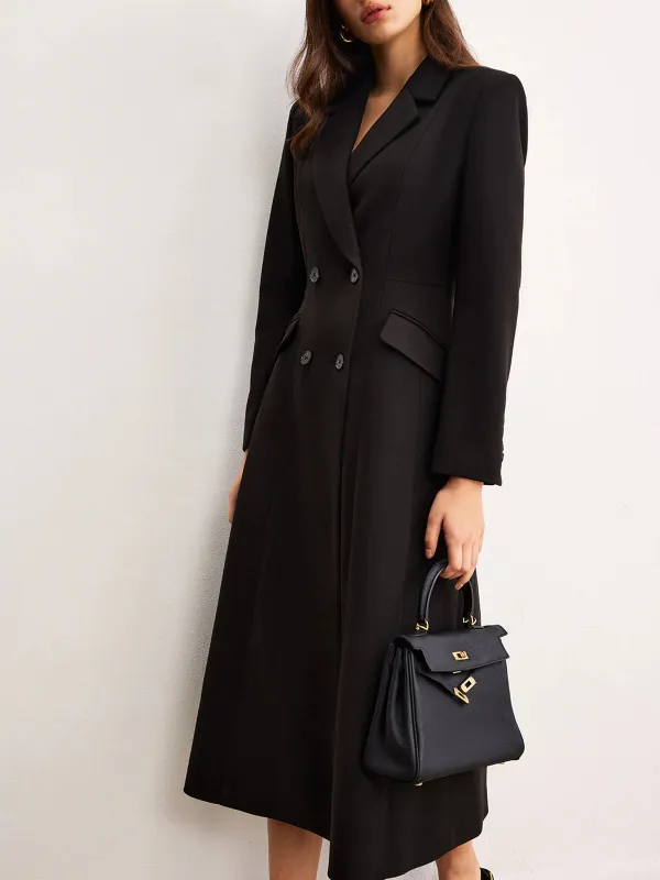 Plain Button Up Long Blazer