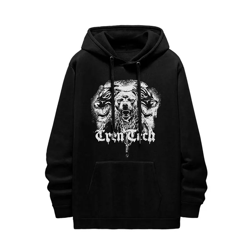 Fierce Bulldog Print Hooded Sweatshirt
