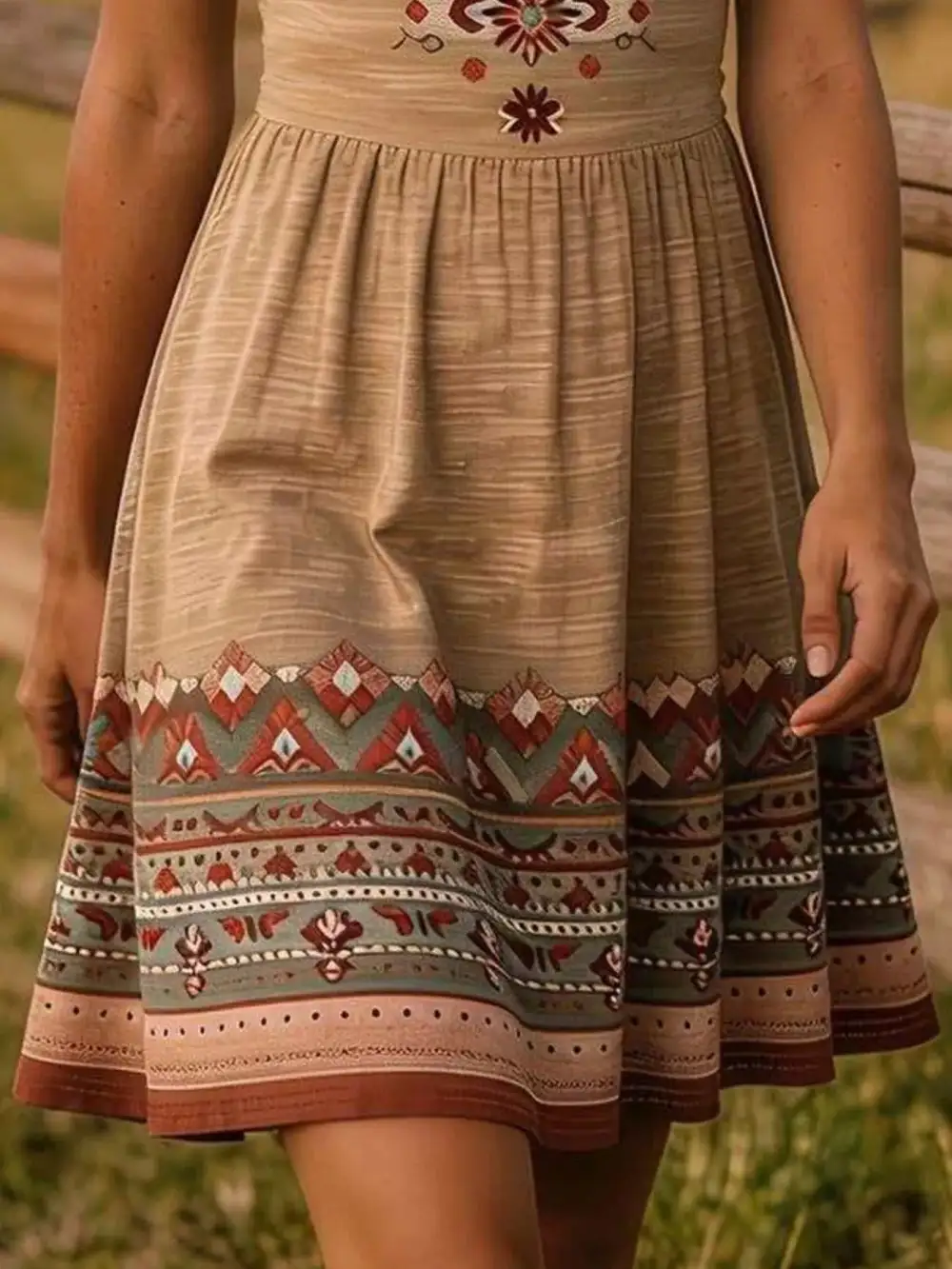 Tribal Print Sleeveless A-Line Dress