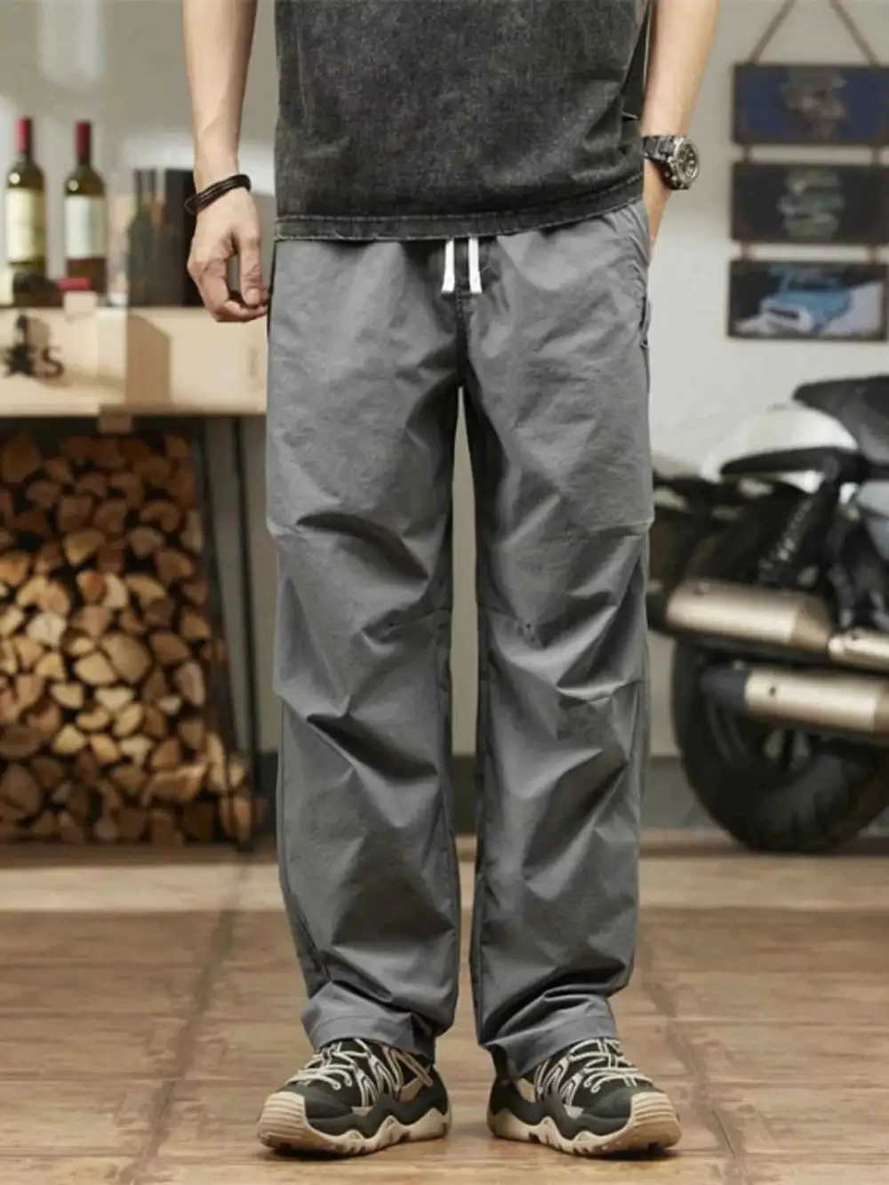 Casual Relaxed Fit Drawstring Pants