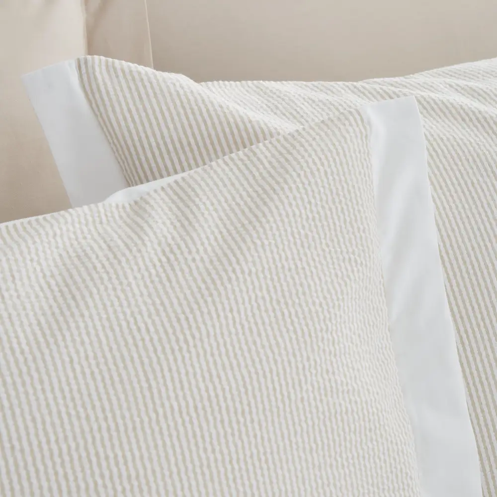 Modern Bedroom Woven Stripe Seersucker Duvet Cover Set