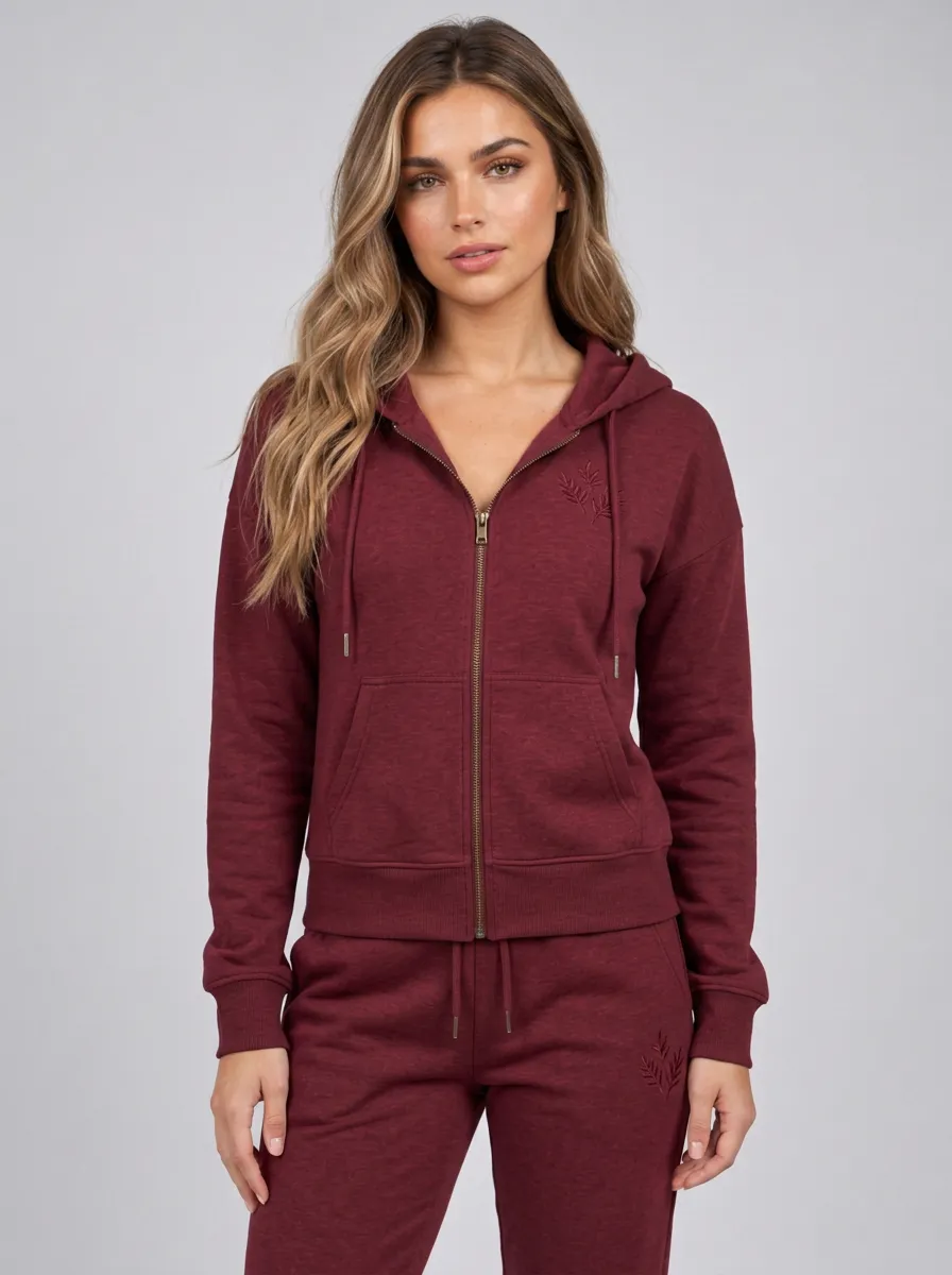 Women's Sage Green Tapered Joggers Zip-Up Hoodie Jacket & Jogger Set