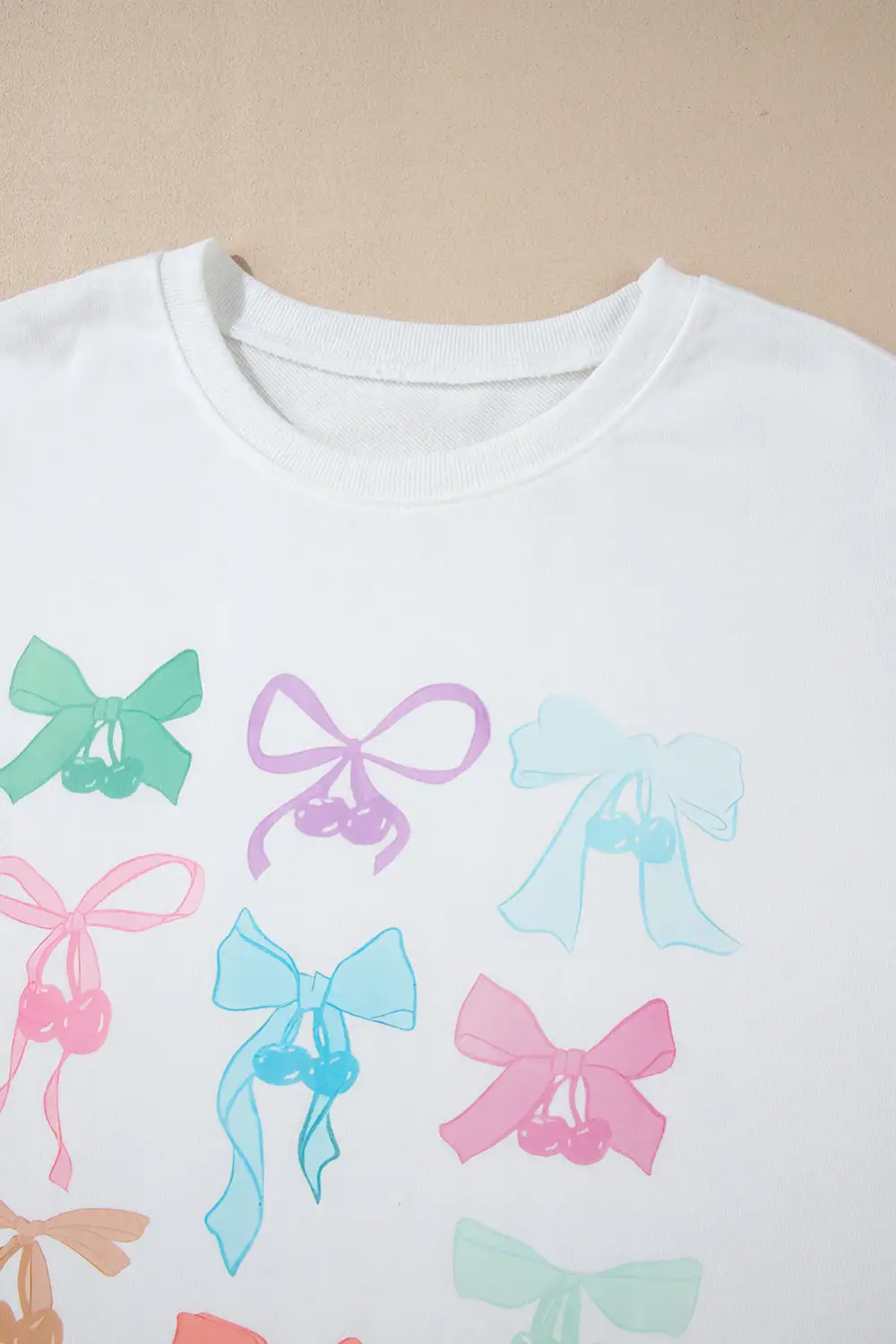 Relaxed Bow Accent Drop Shoulder Sweatshirt
