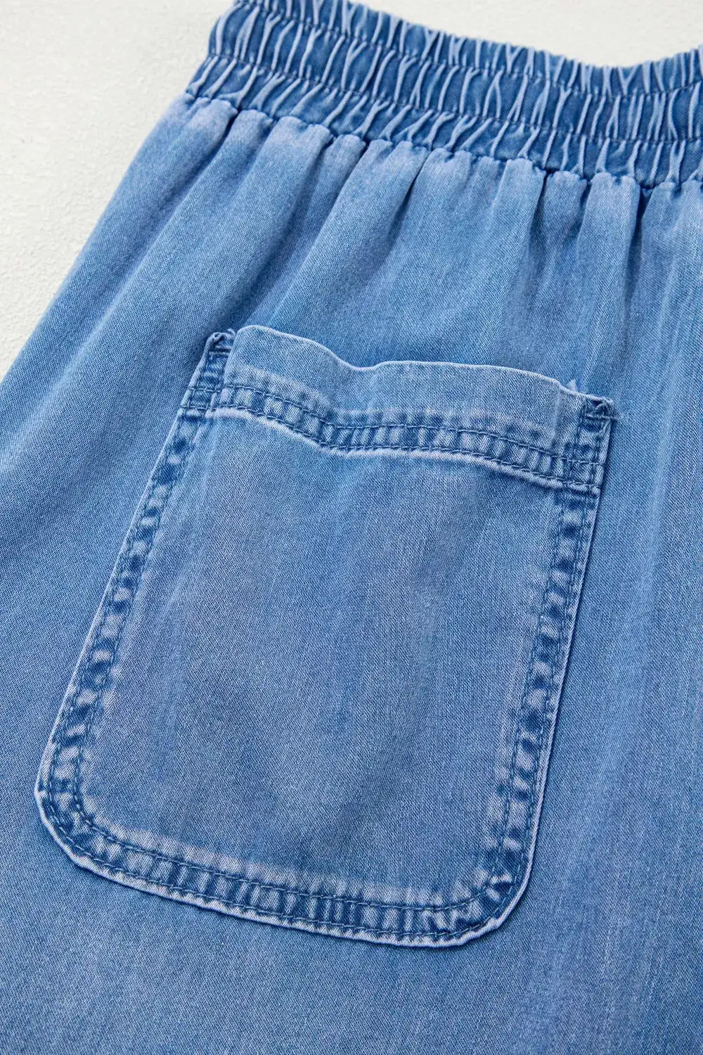 Loose Fit Drawstring Elastic Waist Denim Jeans