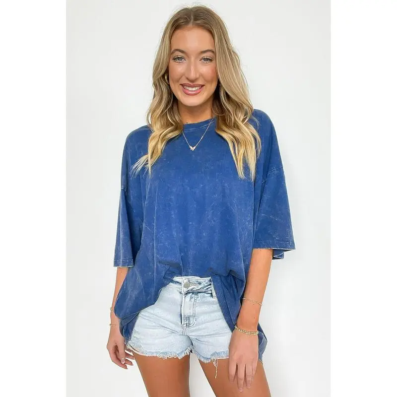 6PACK-Mineral Wash Oversized Top - BACK IN STOCK
