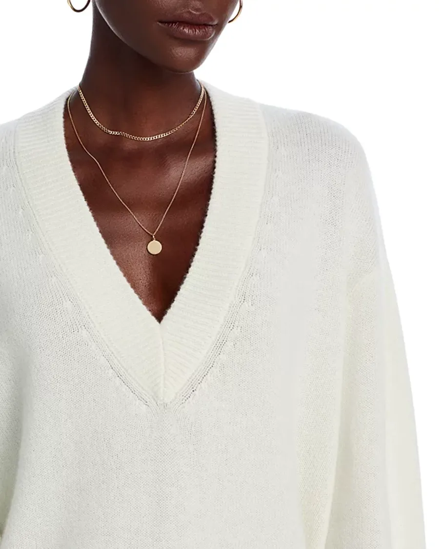 Cashmere Drop Shoulder V-neck Sweater