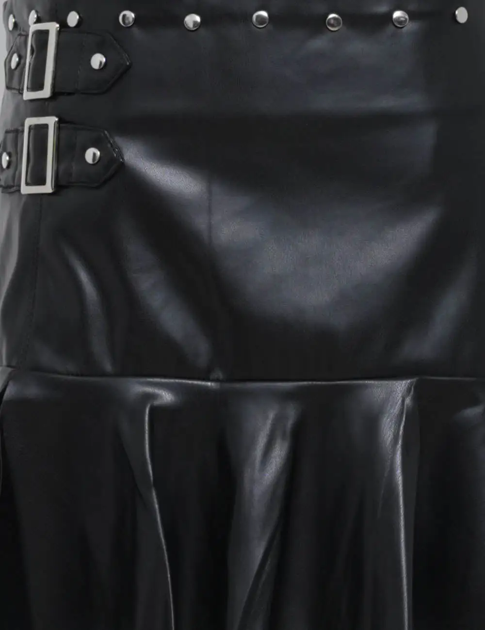 Chic Street Faux Leather Stud Mini Skirt