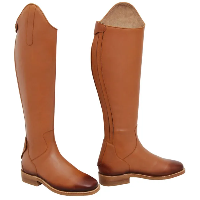 Polished Rubber Sole Structured Tall Riding Boots