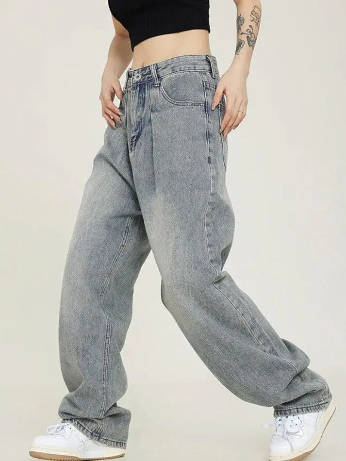 Loose Fit Vintage Washed Boyfriend Jeans