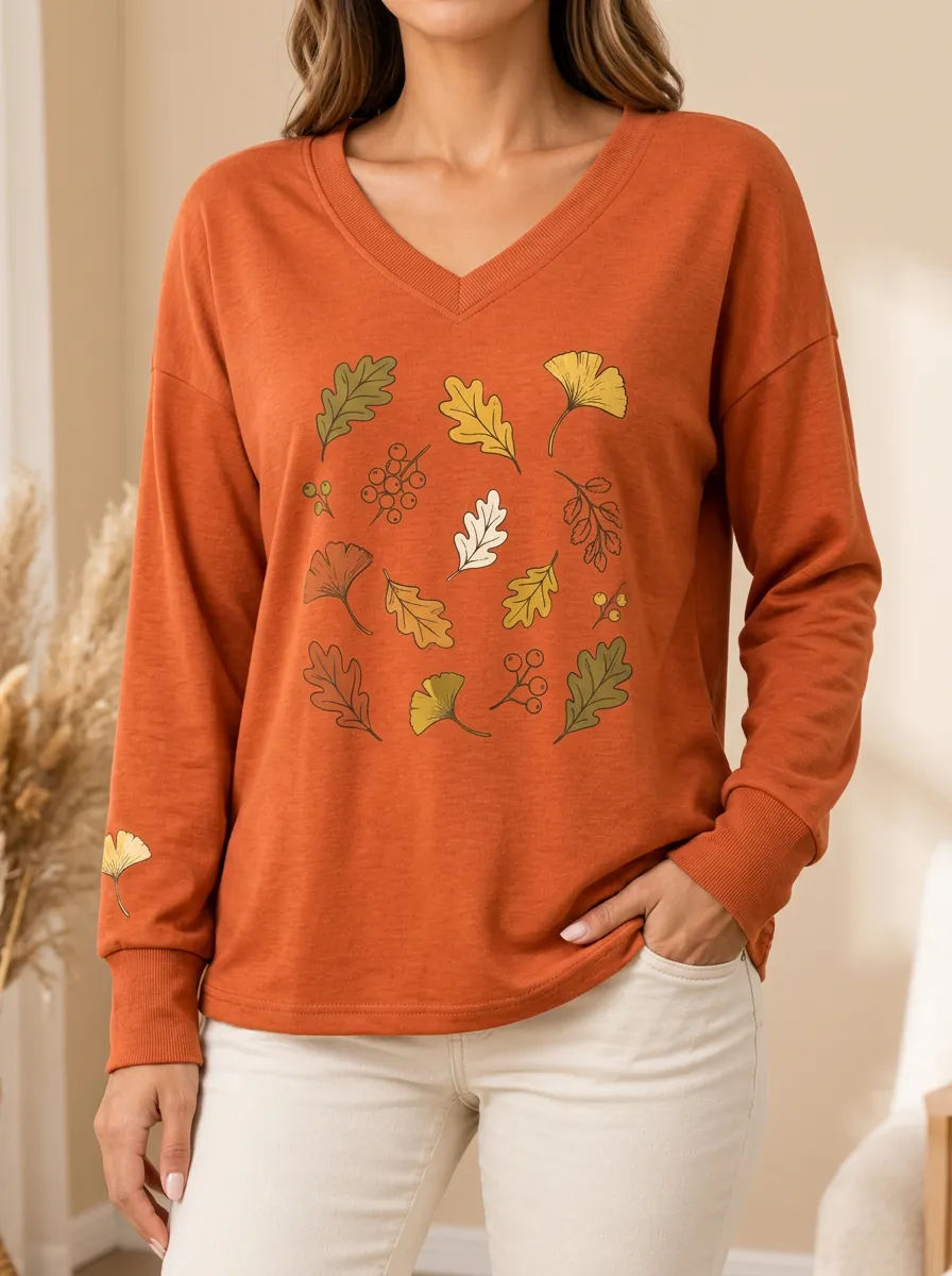 Ginkgo Leaves Among Falling Foliage Long Sleeve Top