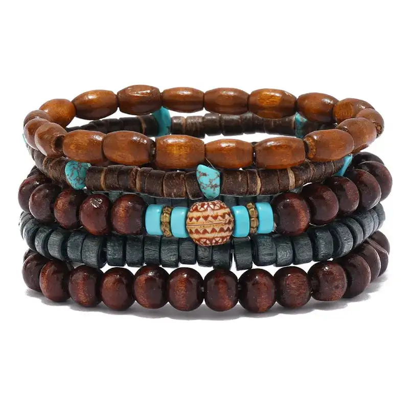 Natural Wood Bracelet Set