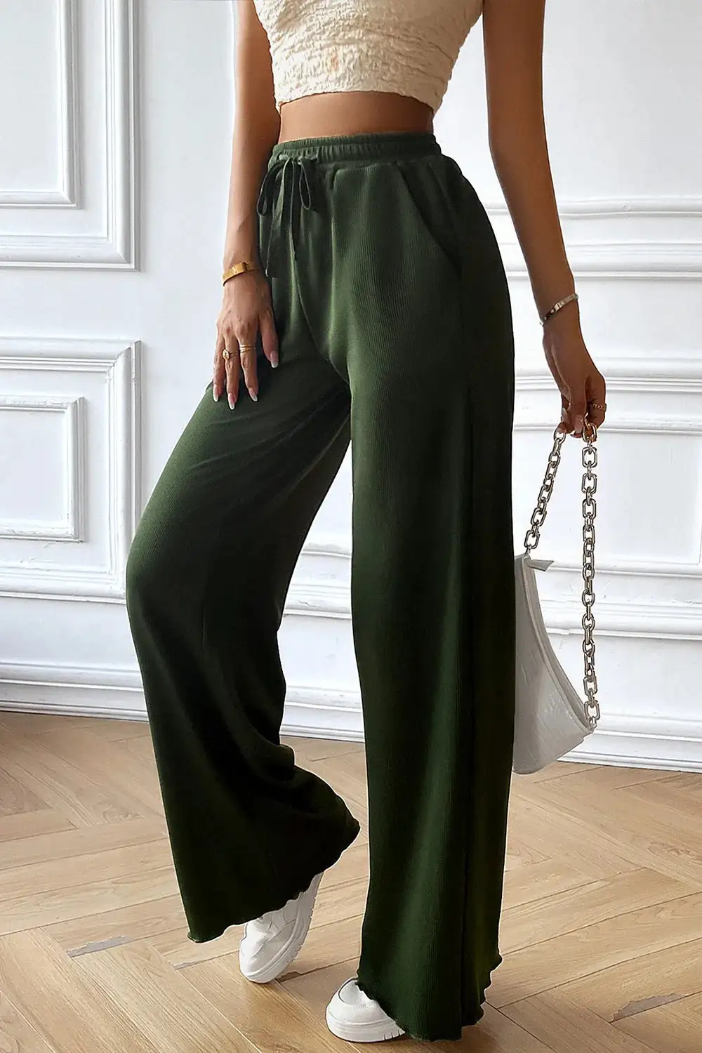 Casual Wide Leg Drawstring Pants