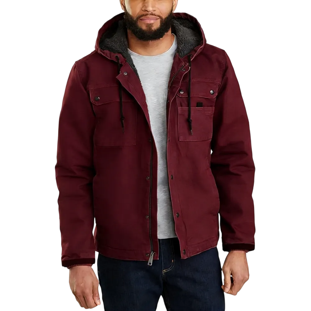 Men's Relaxed Fit Washed Duck Sherpa-Lined Utility Jacket