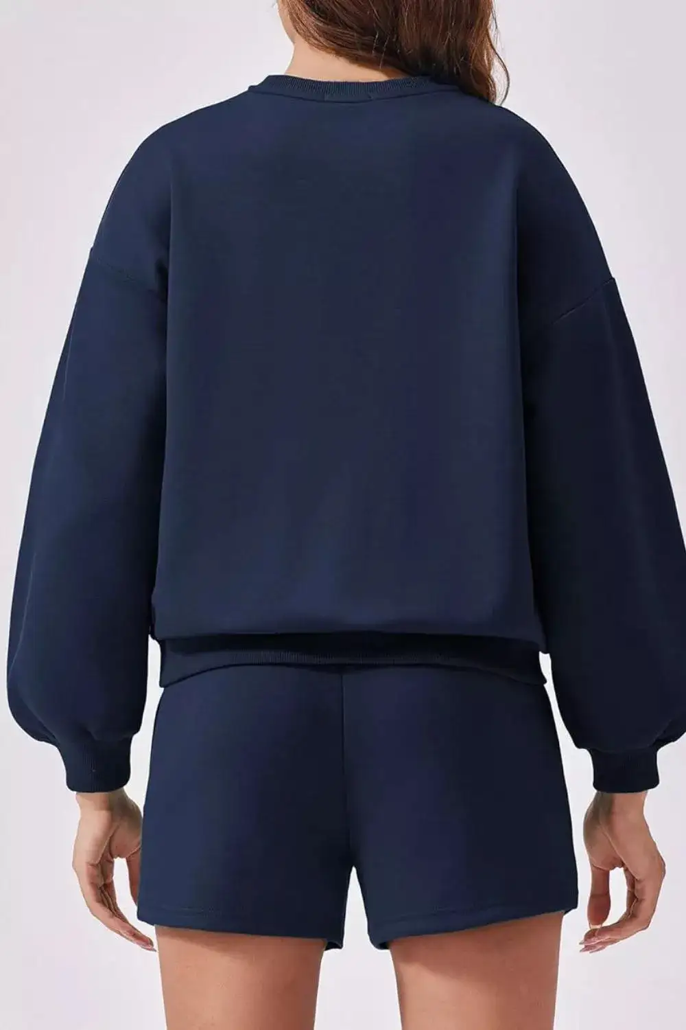 Round Neck Sweatshirt and Shorts Set