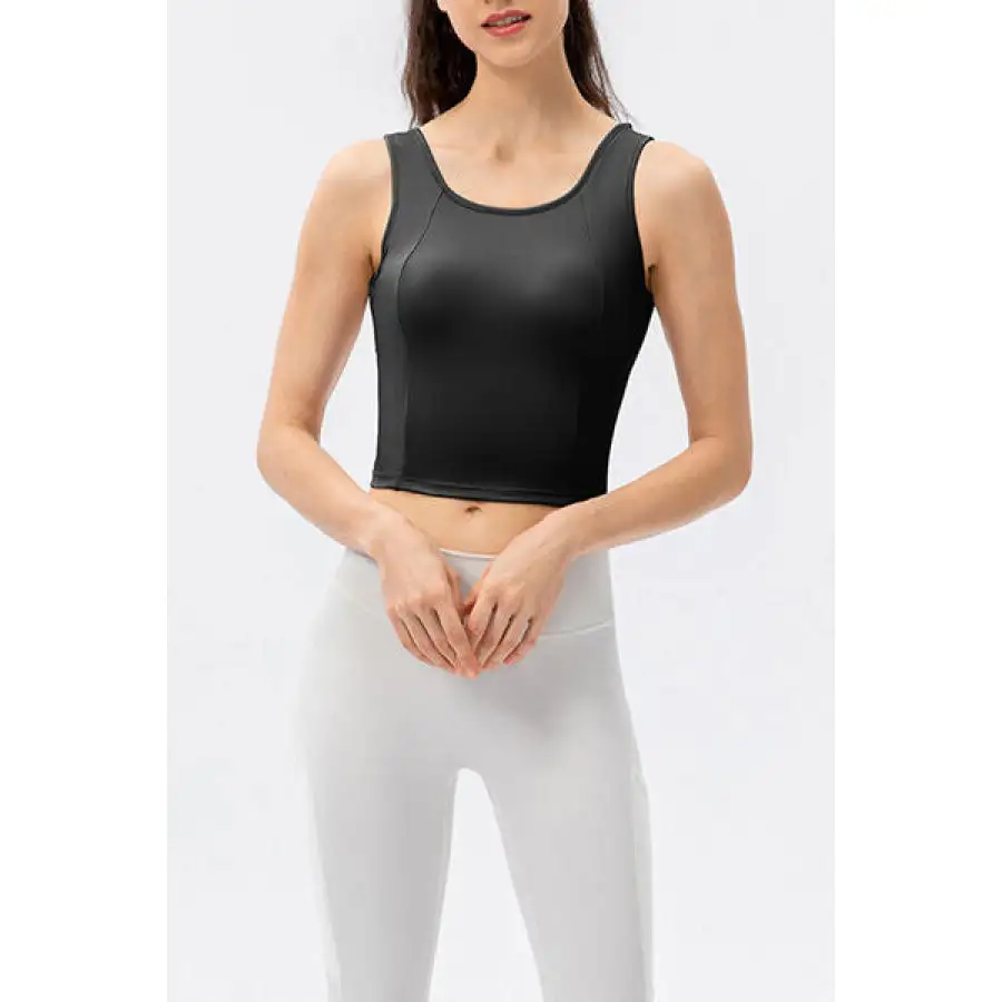 Wide-Strap Round-Neck Active Tank Top
