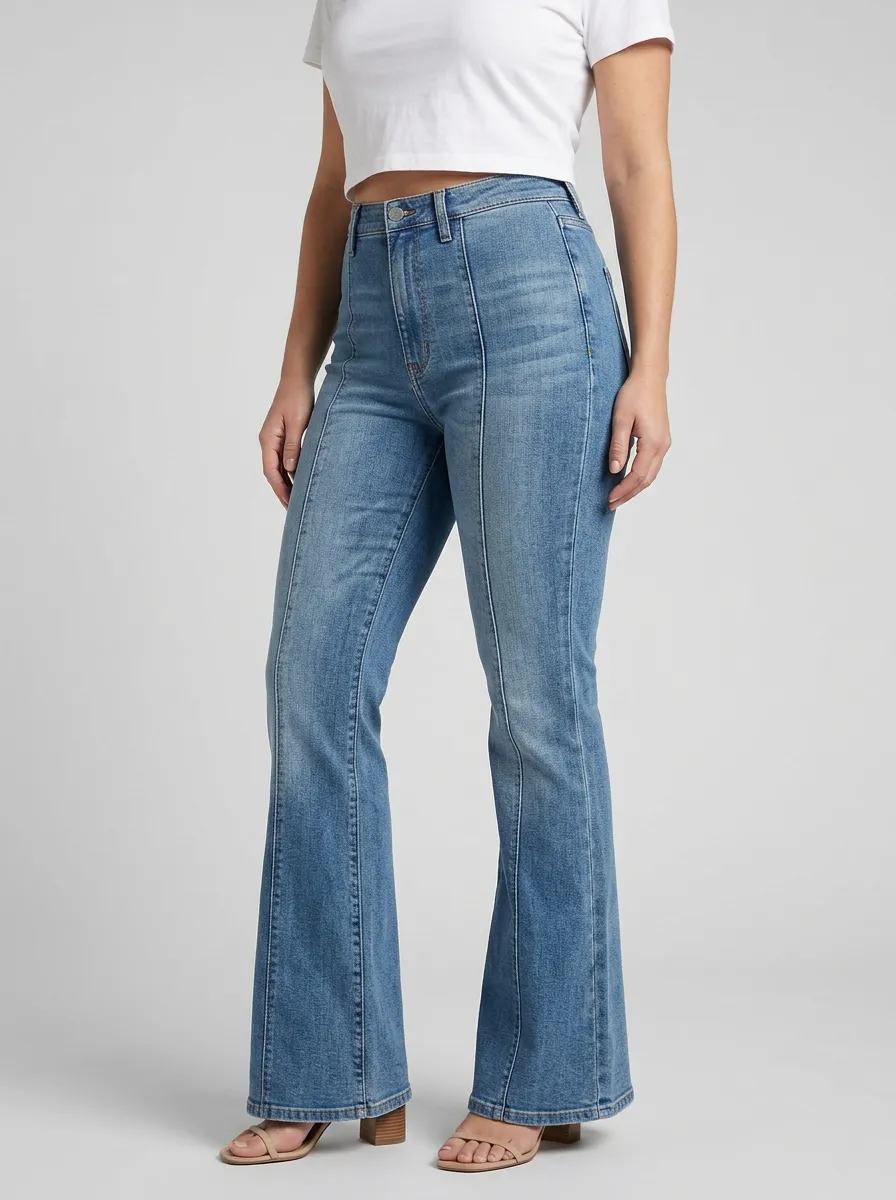 Women's Classic Graphic Print High Rise Flare Jeans