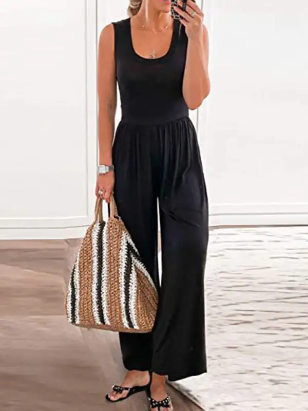 Clean Loose Sleeveless Jumpsuit