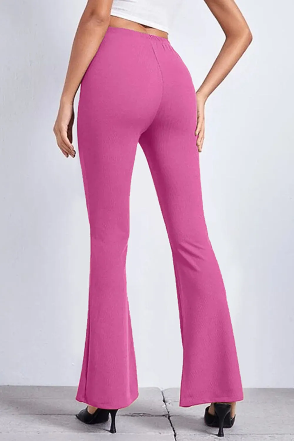 Gathered High Waist Straight Leg Pants