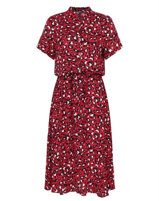 2025 Luludress Ladies Bohemian Leopard Print Shirt Dress