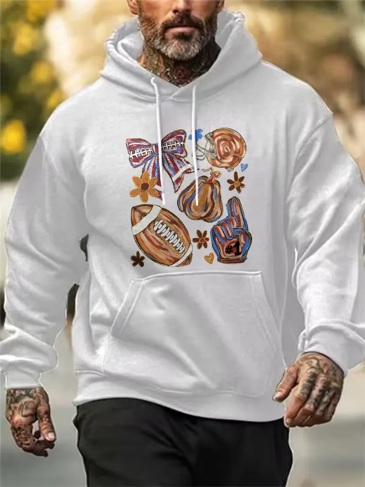 Football Printed Casual Loose Hoodies