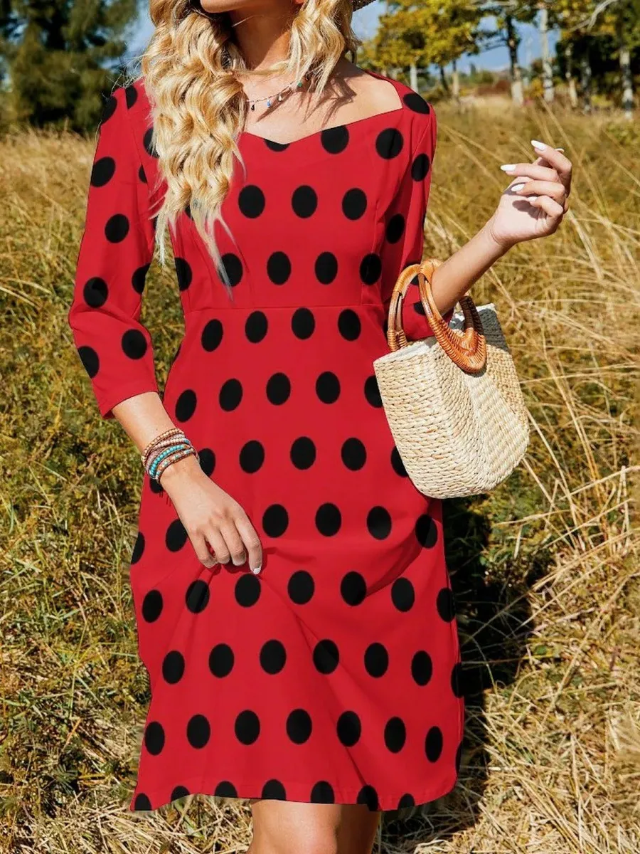 Polka Dot Contrast Color Dress