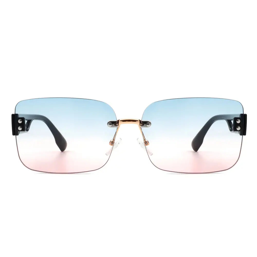 Scalloped Rectangle Square Frame Sunglasses