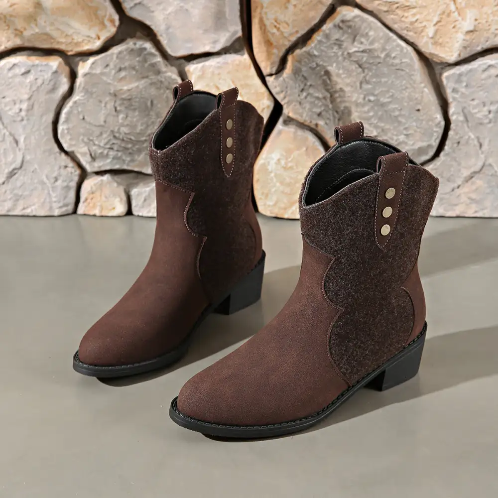 Suede Pointed Toe Block Heel Boots