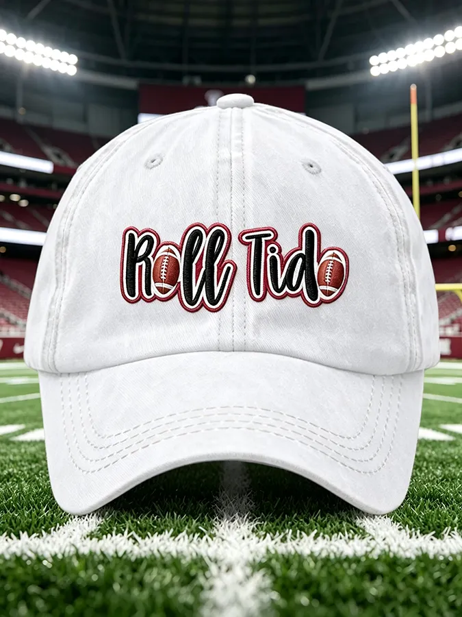 Unisex Rugby Print Washed Duckbill Cap