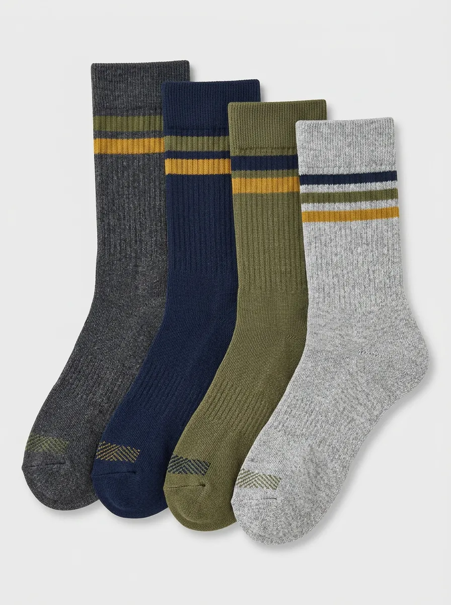 Men's Ribbed Four Pair Socks