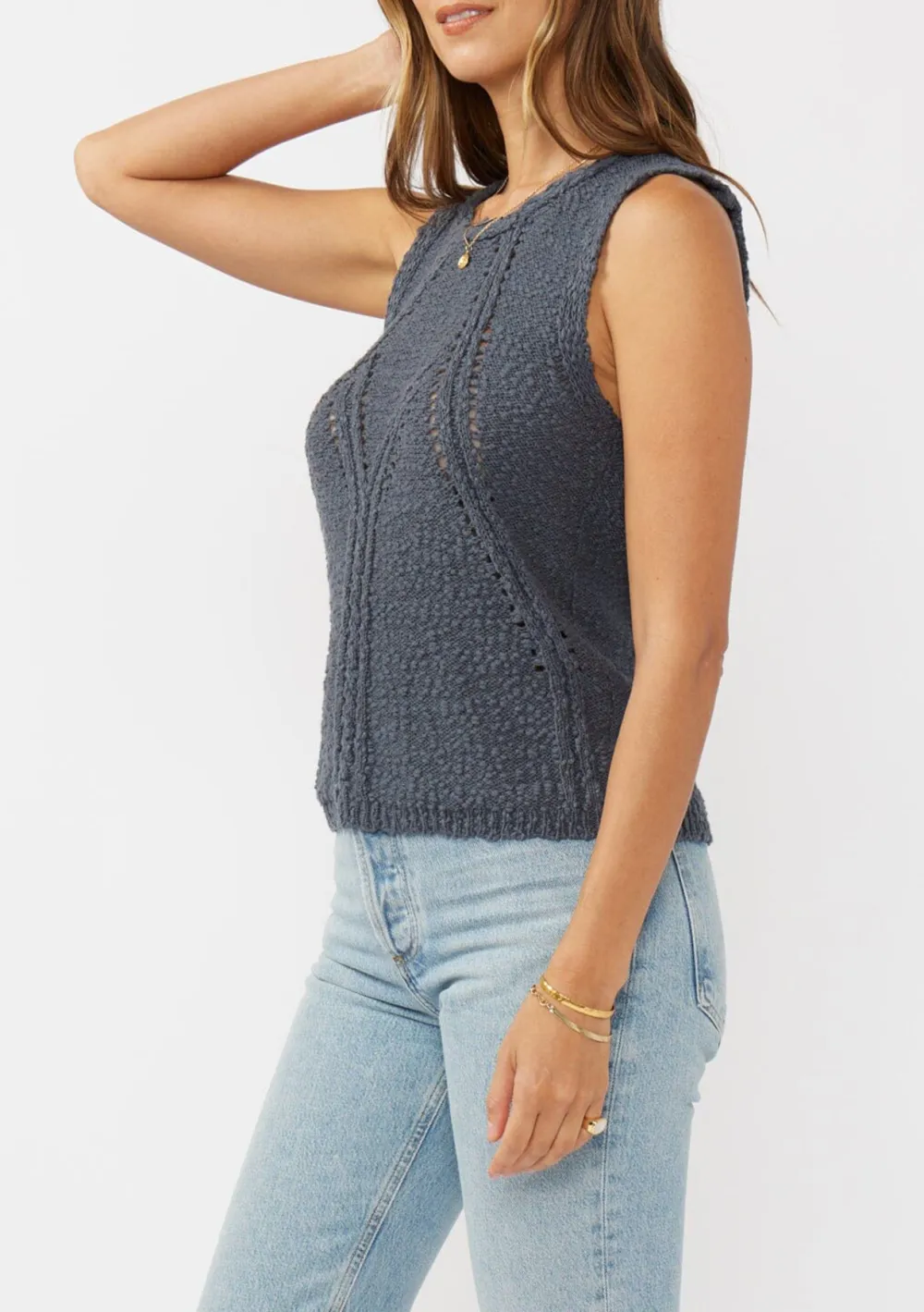 Hollow Round Neck Sweater Tank