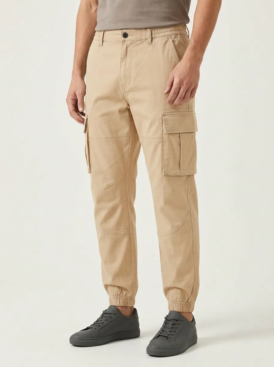 Multi-Pocket Printed Solid-Style Men's Cargo Pants