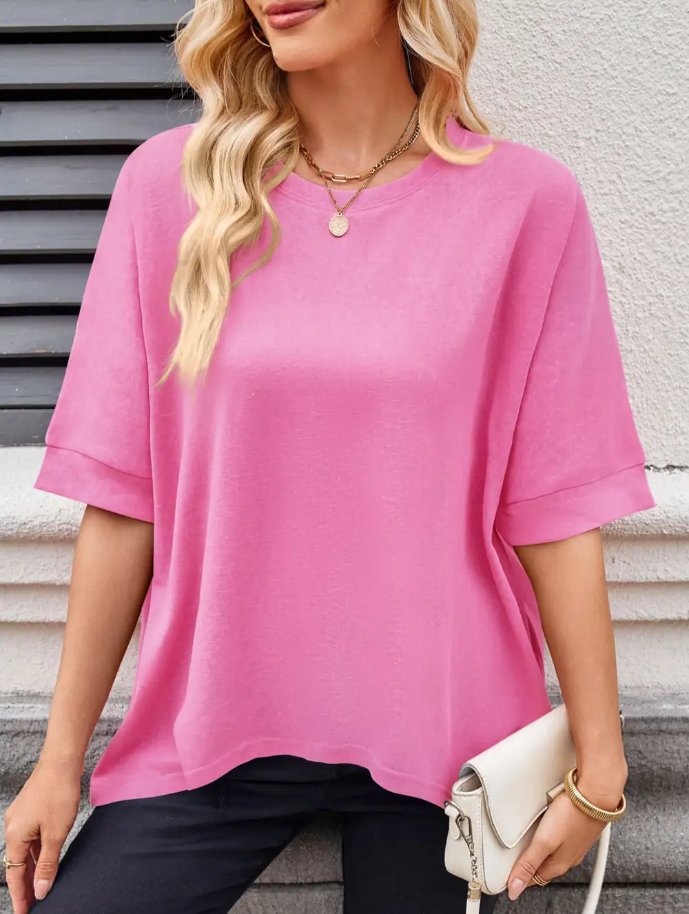Oversized Knit Crew Neck Tee