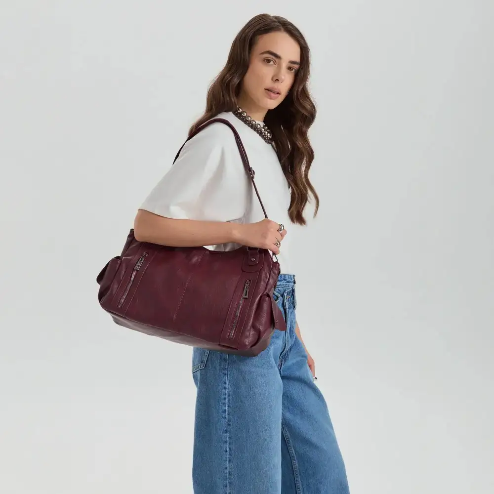 Pocket Front Leather Crossbody Bag