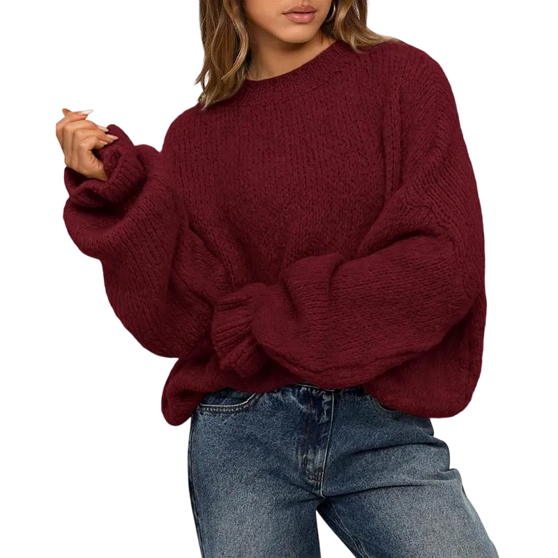 Women's Oversized Sweater Crewneck Long Sleeve