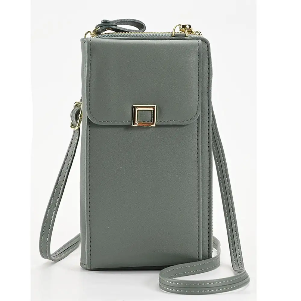 Solid Pu Leather Multifunctional Purse Mobile Phone One Shoulder