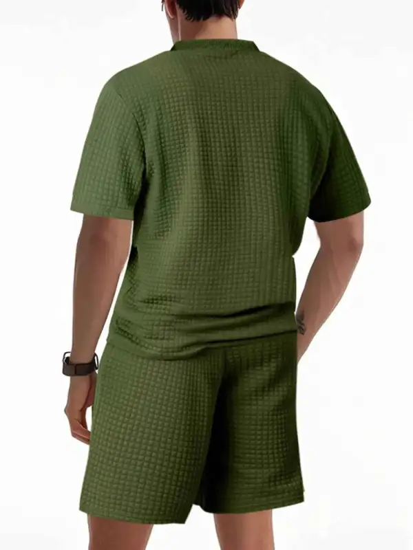 Textured Round Neck Top and Shorts Set