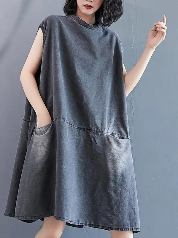 Original Split Joint With Pocket Denim Dress