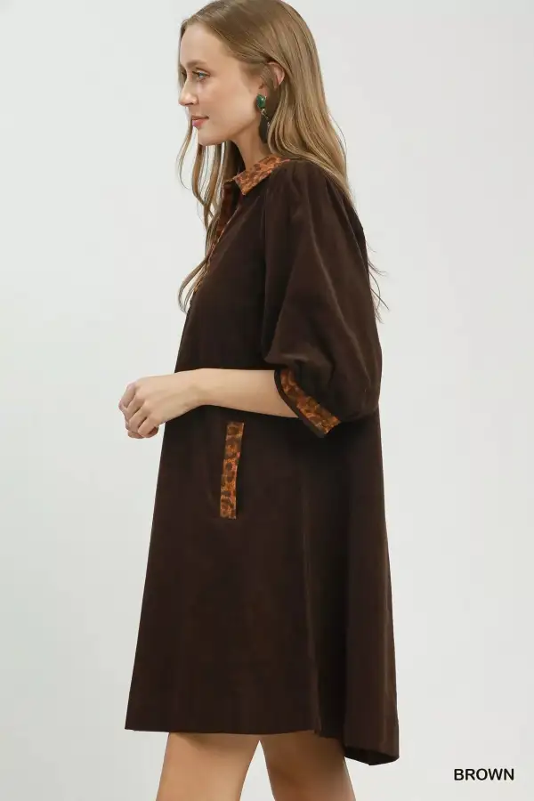 Lightweight V-Neck Shift Dress With Contrast Trim