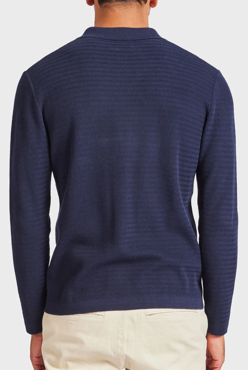 Ross Stripe LS Knit Shirt- Navy