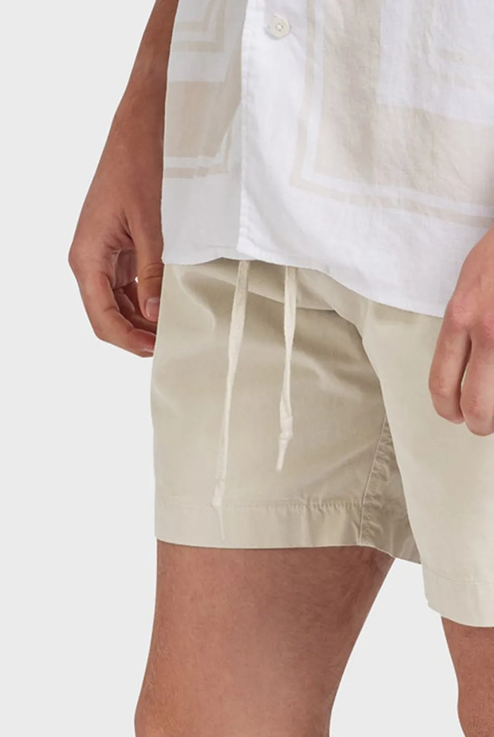 Off White Linen Drawstring Short