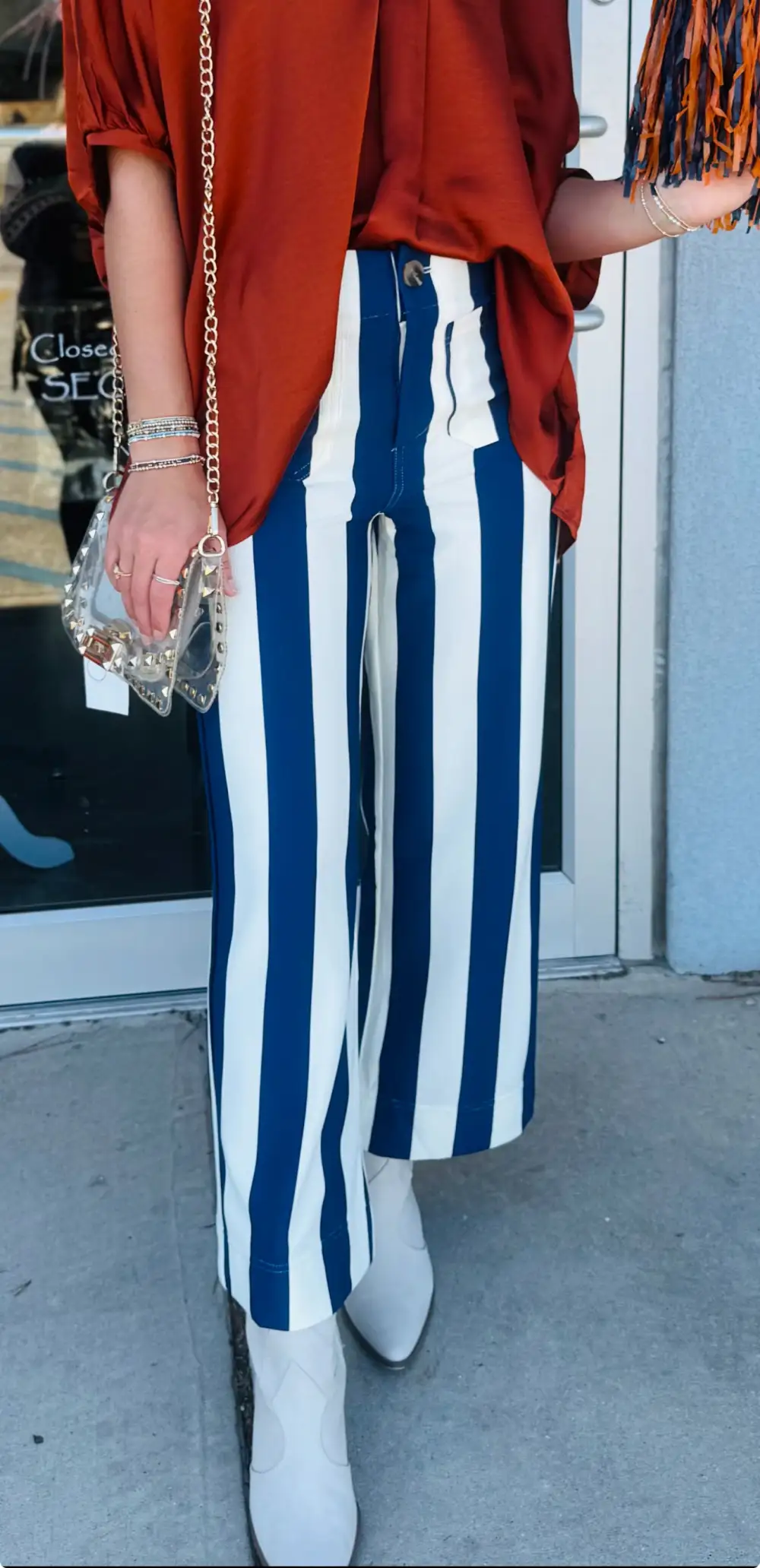 Roomy Wide Leg Button Detail Casual Pants