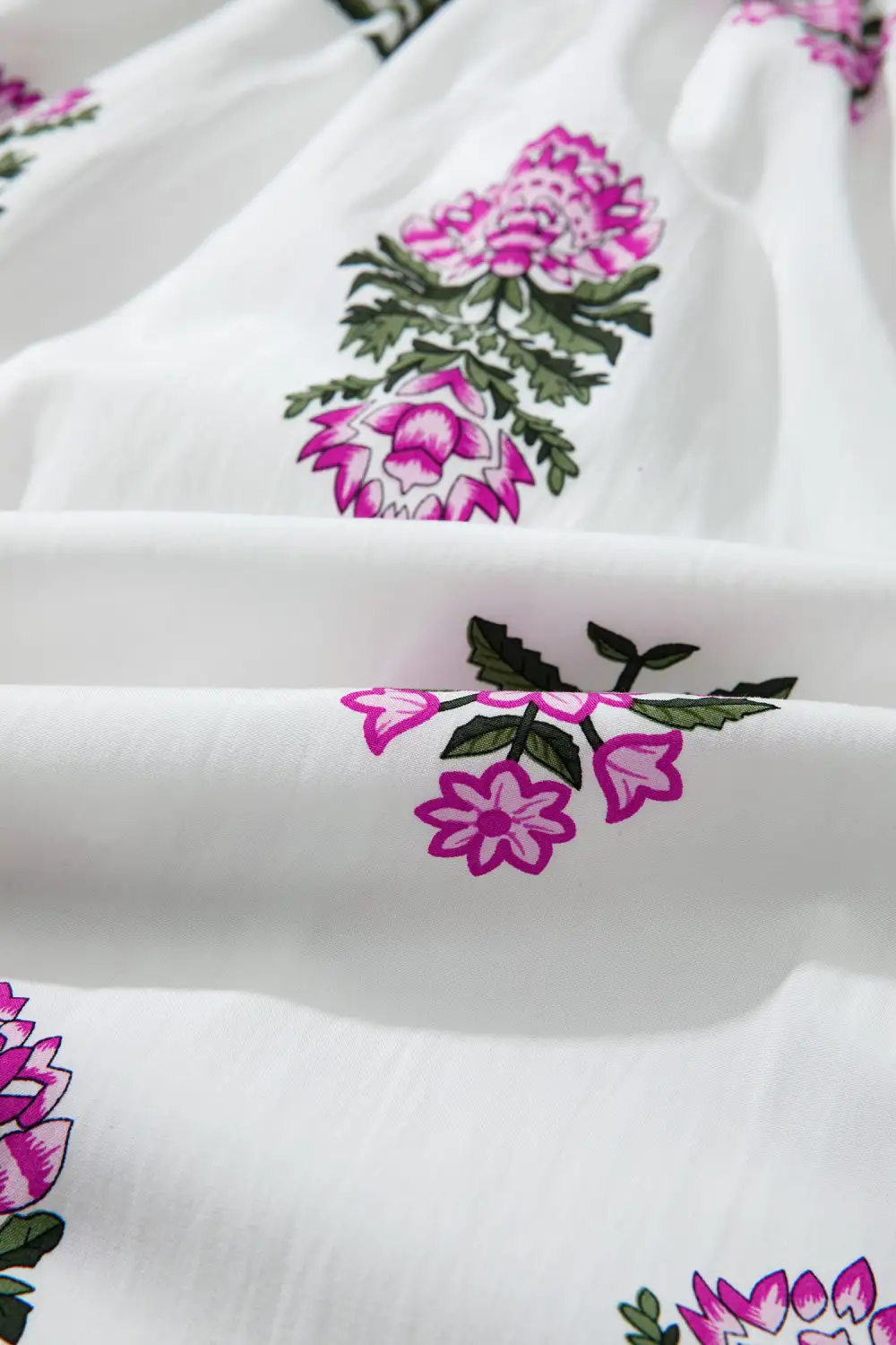 Polished Detail Floral Printed Split Neck Maxi Dress