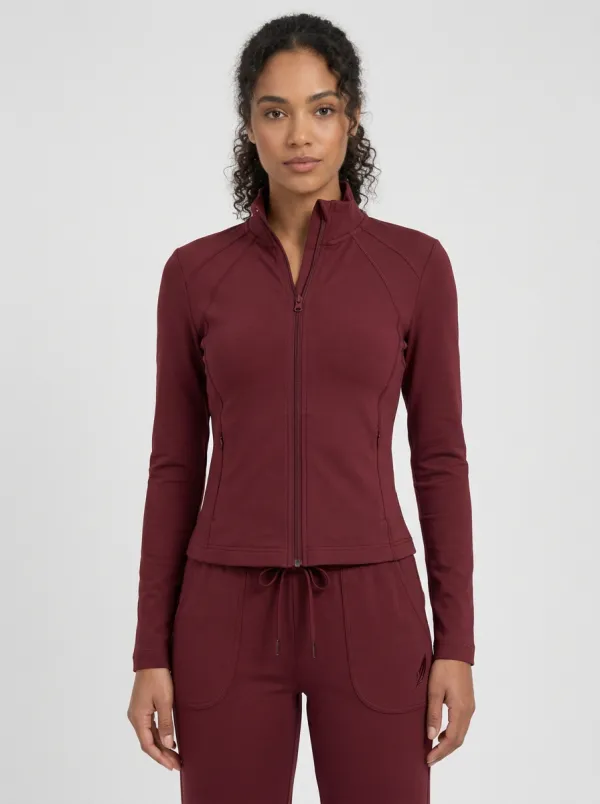 Women's Dusty Rose Zip-Up Jacket & Straight-Leg Pant Set