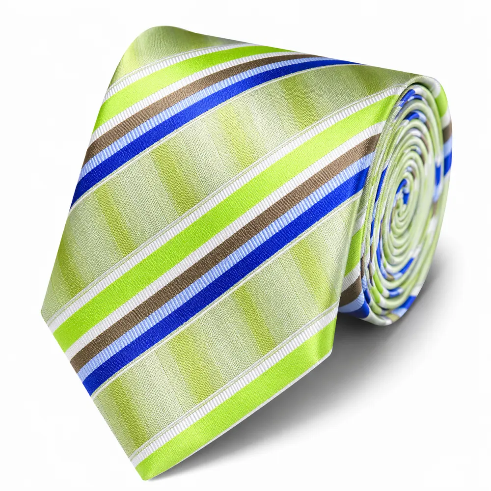 Formal Silk Striped Men's Necktie With Pocket Square